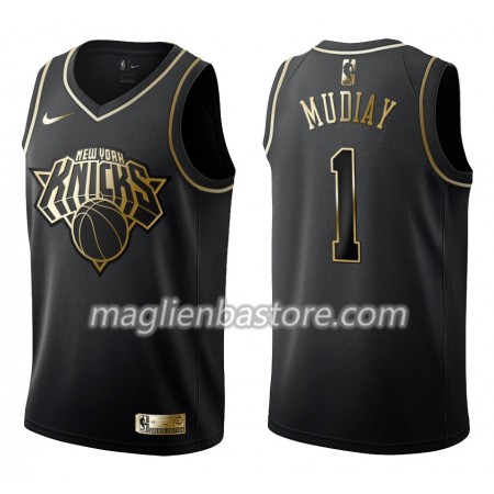Maglia NBA New York Knicks Emmanuel Mudiay 1 Nike Nero Golden Edition Swingman - Uomo